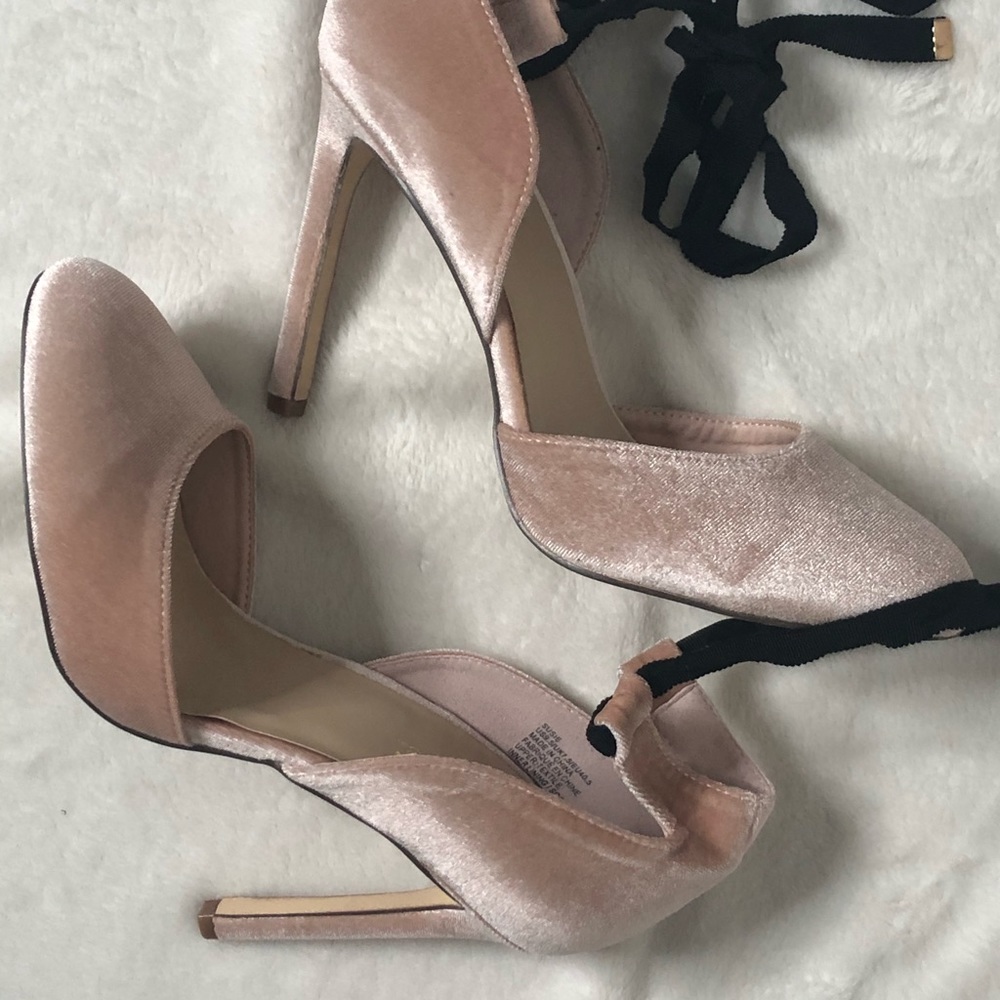 Pink Tie Up Heels - Picture 2 of 3